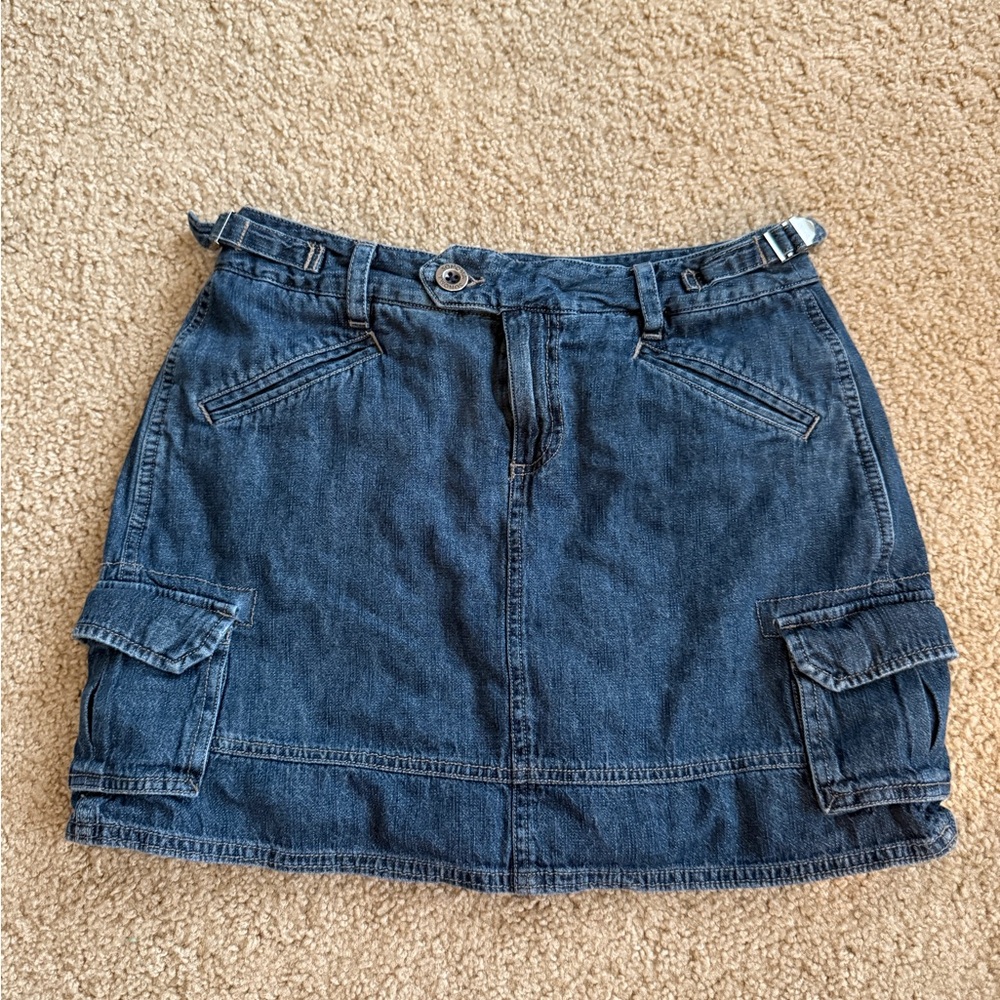 Sonoma Dark Blue Denim Mini Skirt with Cargo Pockets